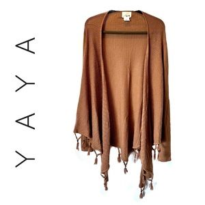 YA-YA Cashmere & Silk Open Cardigan Sweater / Duster with Tassels